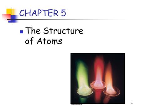 1 CHAPTER 5 The Structure of Atoms. 2 Fundamental Particles Three fundamental particles make up atoms:
