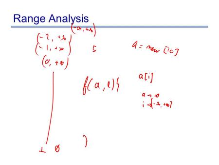 Range Analysis. Intraprocedural Points-to Analysis Want to compute may-points-to information Lattice: