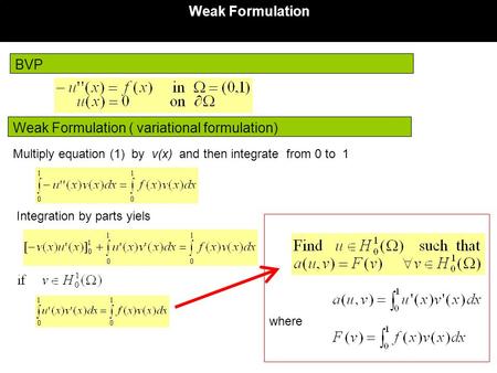 Weak Formulation ( variational formulation)