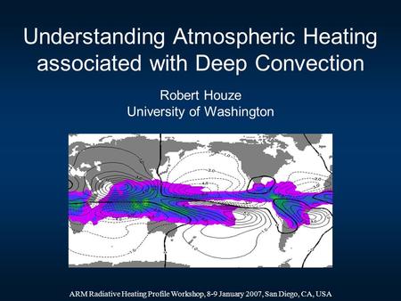 Understanding Atmospheric Heating associated with Deep Convection Robert Houze University of Washington ARM Radiative Heating Profile Workshop, 8-9 January.