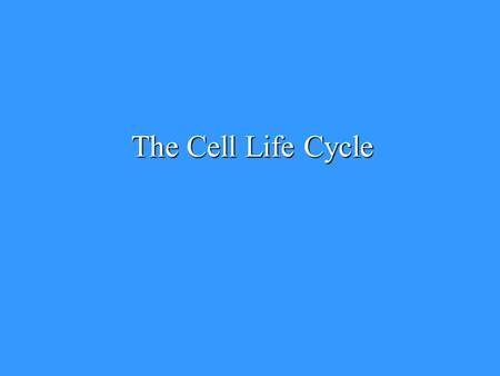 The Cell Life Cycle.