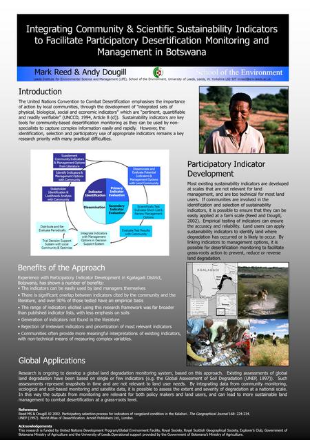 Integrating Community & Scientific Sustainability Indicators to Facilitate Participatory Desertification Monitoring and Management in Botswana School of.