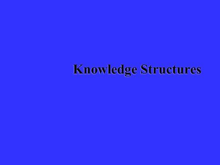 Knowledge Structures.  The course focuses on knowledge structures (rather than information processes) from 3 perspectives: (1) how knowledge establishes.