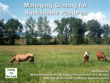 Managing Grazing for Sustainable Pastures Developed by: Wendy Williams, Natural Resources Conservation Service, Montana Holly George, University of California.