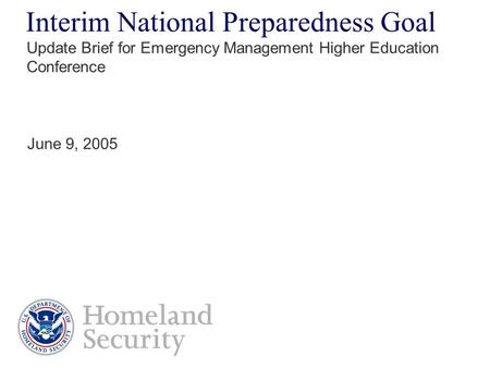 Interim National Preparedness Goal
