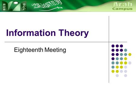 Information Theory Eighteenth Meeting. A Communication Model Messages are produced by a source transmitted over a channel to the destination. encoded.
