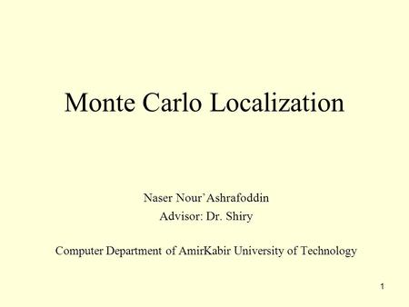Monte Carlo Localization