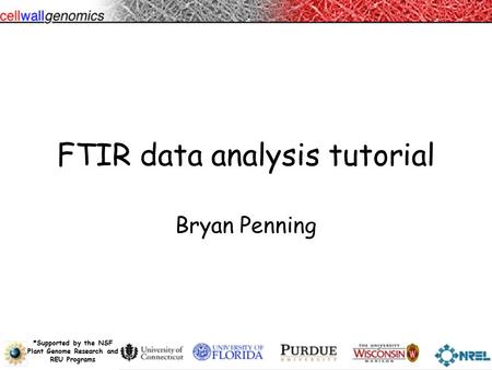 Supported by the NSF Plant Genome Research and REU Programs *Supported by the NSF Plant Genome Research and REU Programs FTIR data analysis tutorial Bryan.