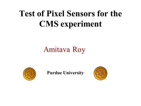 Test of Pixel Sensors for the CMS experiment Amitava Roy Purdue University.