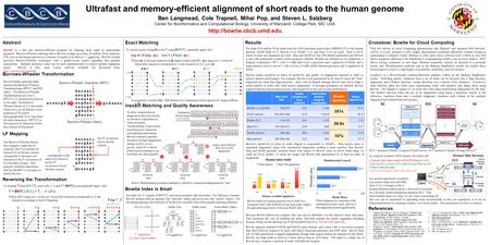 Ultrafast and memory-efficient alignment of short reads to the human genome Ben Langmead, Cole Trapnell, Mihai Pop, and Steven L. Salzberg Center for Bioinformatics.
