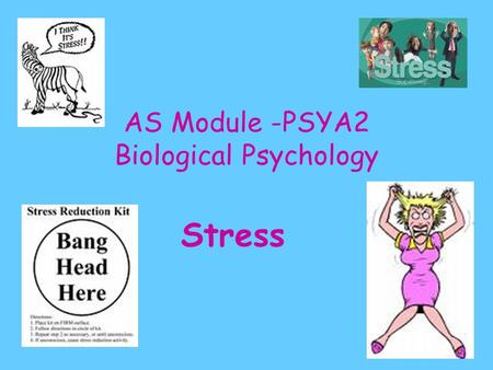 AS Module -PSYA2 Biological Psychology Stress. The Biological Approach Views psychology from the physical perspective of the body Argues understanding.