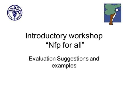 Introductory workshop “Nfp for all” Evaluation Suggestions and examples.