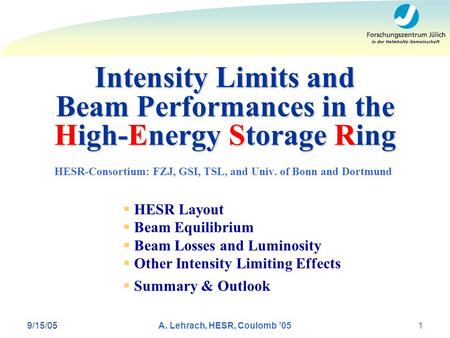 Intensity Limits and Beam Performances in the High-Energy Storage Ring