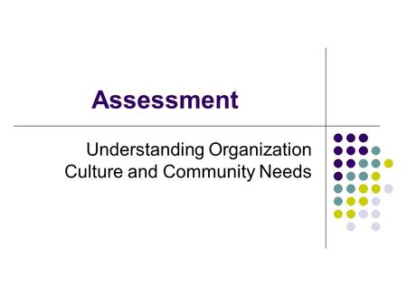 Understanding Organization Culture and Community Needs