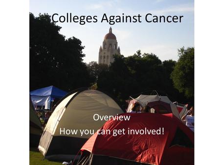 Colleges Against Cancer Overview How you can get involved!