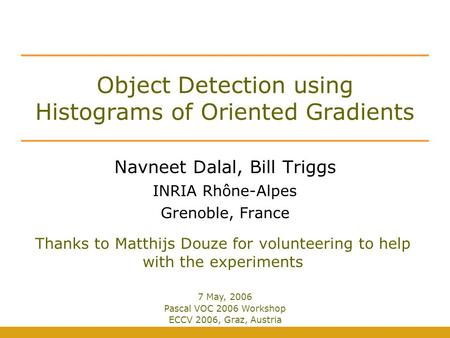Object Detection using Histograms of Oriented Gradients