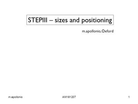 M.apollonioAM1812071 STEPIII – sizes and positioning m.apollonio, Oxford.