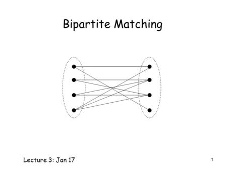 1 Bipartite Matching Lecture 3: Jan 17. 2 Bipartite Matching A graph is bipartite if its vertex set can be partitioned into two subsets A and B so that.