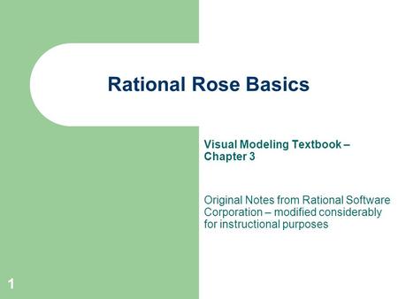 Rational Rose Basics Visual Modeling Textbook – Chapter 3