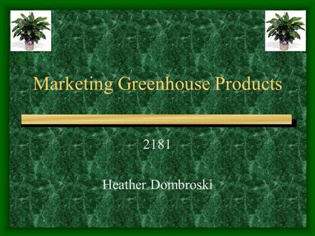 Marketing Greenhouse Products 2181 Heather Dombroski www.1stinflowers.com/ plant02.htm.