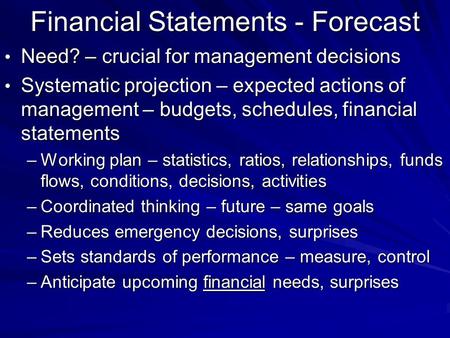 Financial Statements - Forecast