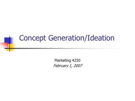 Concept Generation/Ideation