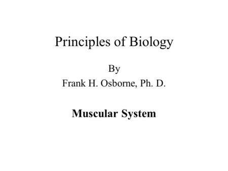 Principles of Biology By Frank H. Osborne, Ph. D. Muscular System.
