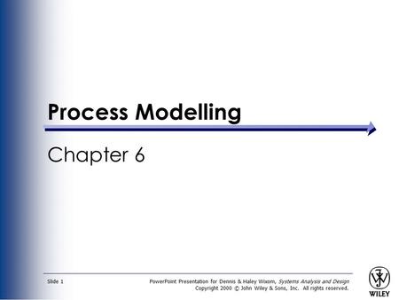 PowerPoint Presentation for Dennis & Haley Wixom, Systems Analysis and Design Copyright 2000 © John Wiley & Sons, Inc. All rights reserved. Slide 1 Process.