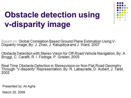 Obstacle detection using v-disparity image