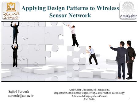 Applying Design Patterns to Wireless Sensor Network Sajjad Soroush AmirKabir University of Technology, Department of Computer Engineering.