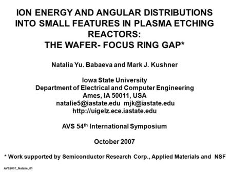 THE WAFER- FOCUS RING GAP*