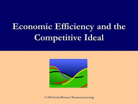 Economic Efficiency and the Competitive Ideal © 2003 South-Western/Thomson Learning.