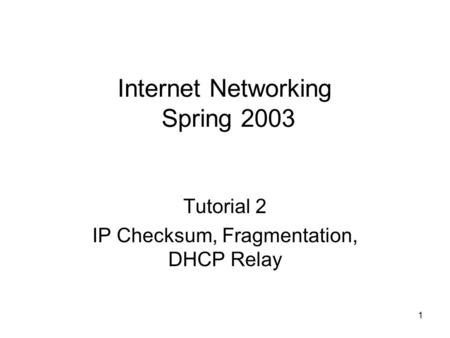 Internet Networking Spring 2003