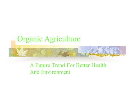 Organic Agriculture A Future Trend For Better Health And Environment.