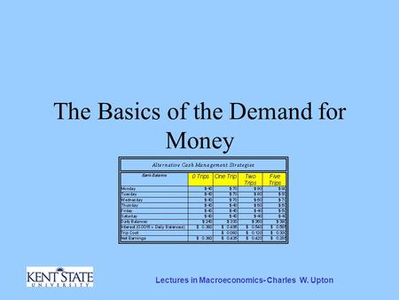 Lectures in Macroeconomics- Charles W. Upton The Basics of the Demand for Money.