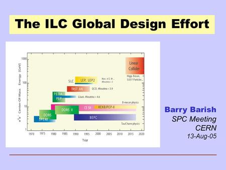 The ILC Global Design Effort Barry Barish SPC Meeting CERN 13-Aug-05.