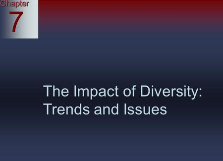 Chapter 7 The Impact of Diversity: Trends and Issues.