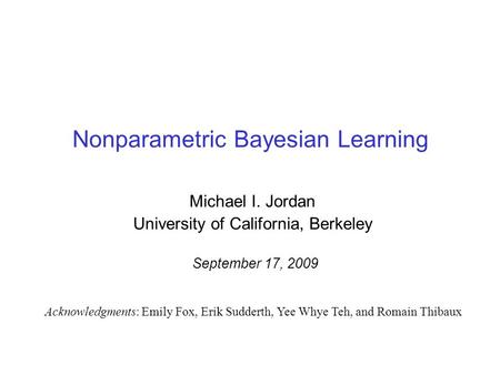 Nonparametric Bayesian Learning