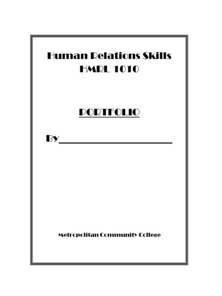 Human Relations Skills HMRL 1010