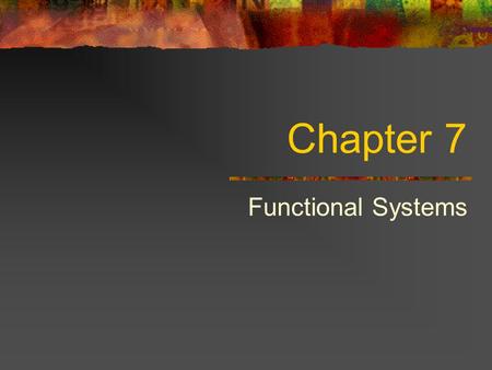 Chapter 7 Functional Systems. Functional Business Areas.