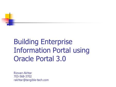 Building Enterprise Information Portal using Oracle Portal 3