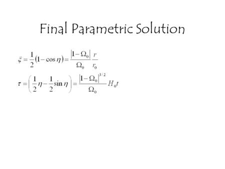 Final Parametric Solution. A Quick Overview of Relativity Special Relativity: –The manifestation of requiring the speed of light to be invariant in all.