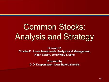 Common Stocks: Analysis and Strategy