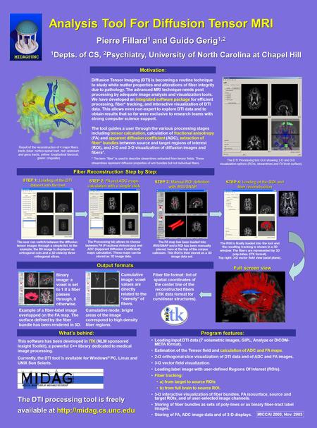 Diffusion Tensor Imaging (DTI) is becoming a routine technique to study white matter properties and alterations of fiber integrity due to pathology. The.