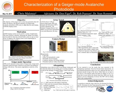 Characterization of a Geiger-mode Avalanche Photodiode a Rochester Institute of Technology, Department of Electrical and Microelectronic Engineering; b.