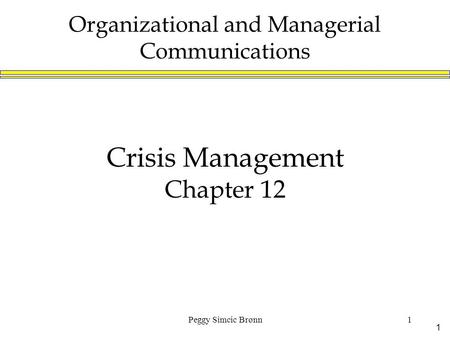 Crisis Management Chapter 12