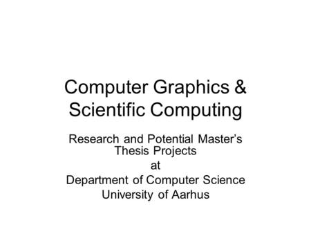 Computer Graphics & Scientific Computing