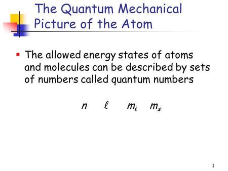 The Quantum Mechanical Picture of the Atom
