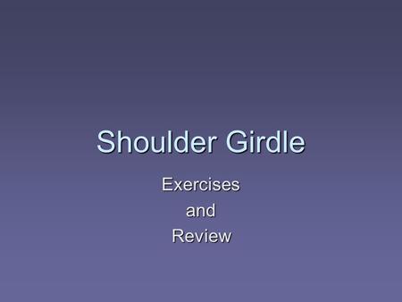 Shoulder Girdle Exercises and Review.