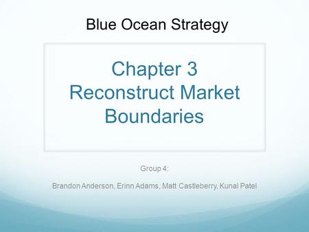 Chapter 3 Reconstruct Market Boundaries